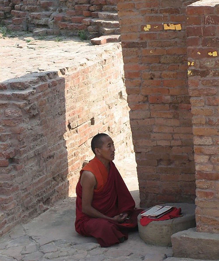 図15.8 | 瞑想は仏教における重要な実践です。ここに示される一人のチベット僧は、孤独な瞑想に取り組んでいます。(Credit: Prince Roy/flickr)